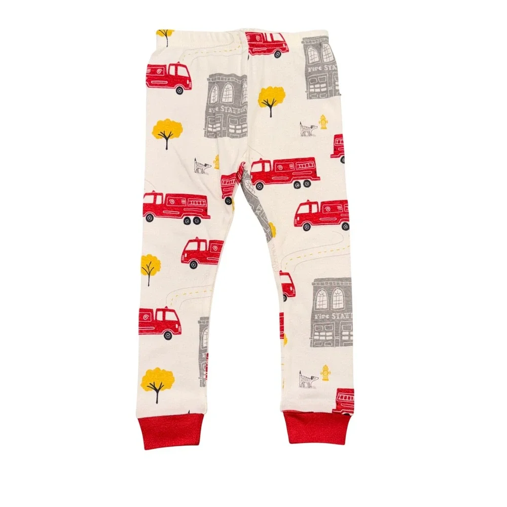 Carters Just One You Toddler Boys Fire Truck Pajama Pants White Red 2T